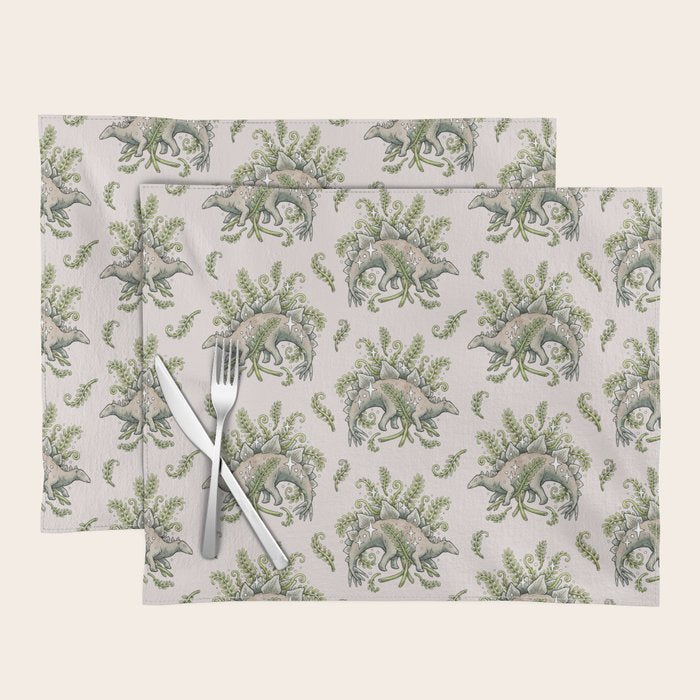 Stegosaurus & Ferns | Dinosaur Botanical Art Placemat Gallery Image 1