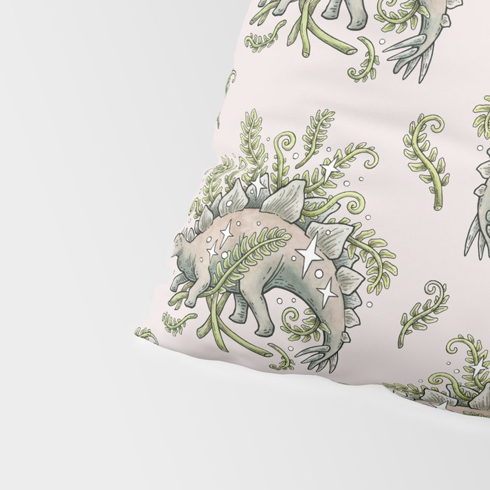Stegosaurus & Ferns | Dinosaur Botanical Art Pillow Sham Gallery Image 4