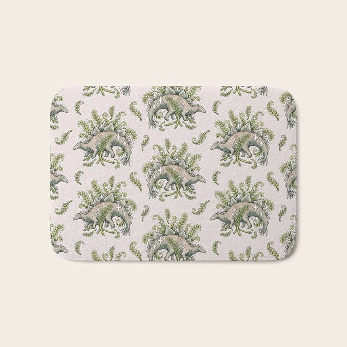 Stegosaurus & Ferns | Dinosaur Botanical Art Bath Mat Gallery Image 1