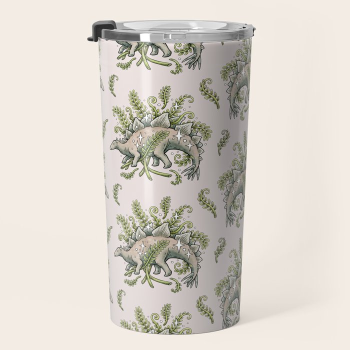 Stegosaurus & Ferns | Dinosaur Botanical Art Travel Mug Gallery Image 3