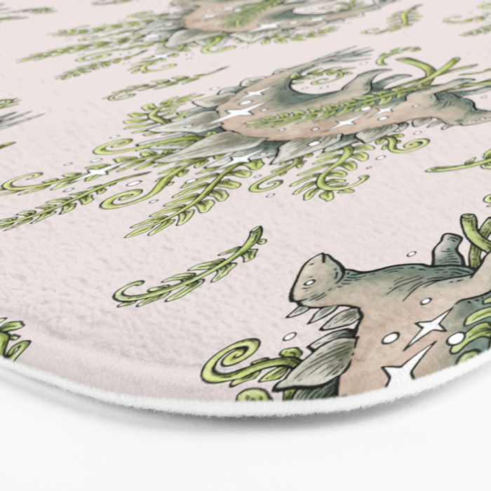 Stegosaurus & Ferns | Dinosaur Botanical Art Bath Mat Gallery Image 3