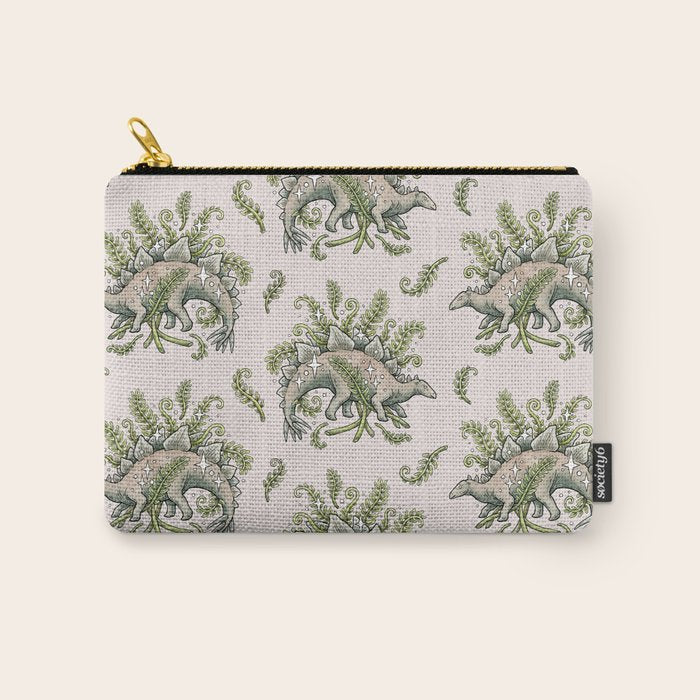 Stegosaurus & Ferns | Dinosaur Botanical Art Carry All Pouch Gallery Image 1