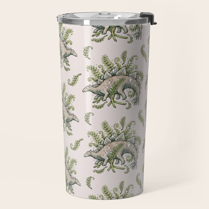 Stegosaurus & Ferns | Dinosaur Botanical Art Travel Mug Gallery Image 2