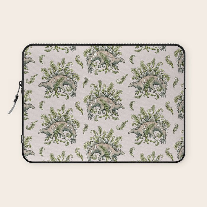 Stegosaurus & Ferns | Dinosaur Botanical Art Laptop Sleeve Gallery Image 1