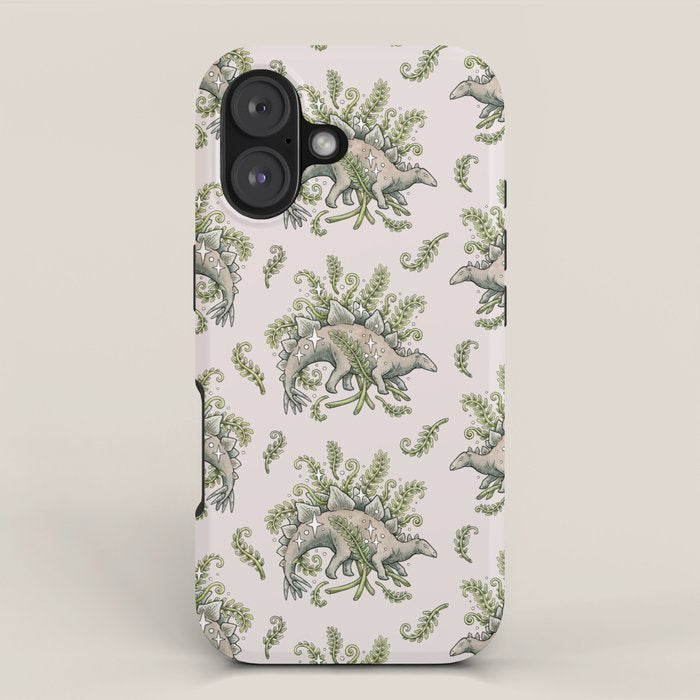 Stegosaurus & Ferns | Dinosaur Botanical Art iPhone Case Gallery Image 1