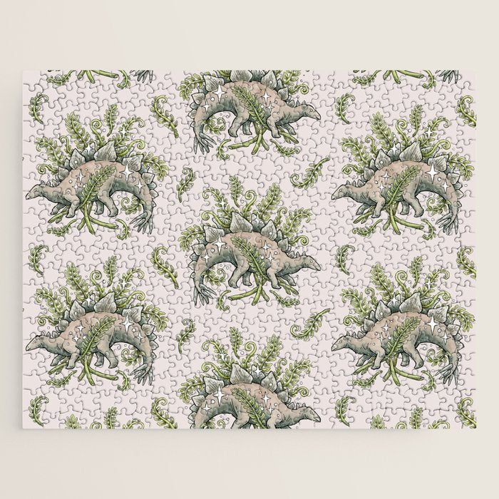 Stegosaurus & Ferns | Dinosaur Botanical Art Jigsaw Puzzle Gallery Image 1