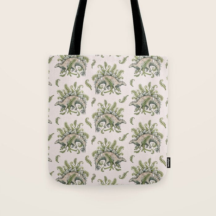 Stegosaurus & Ferns | Dinosaur Botanical Art Tote Bag Gallery Image 1