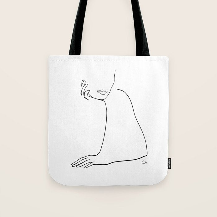 Woman Listening Tote Bag Gallery Image 1