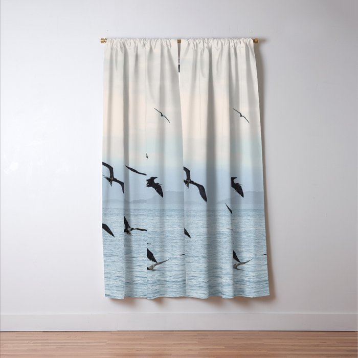 Flock of Birds at Sunset Window Curtain Gallery Image 3