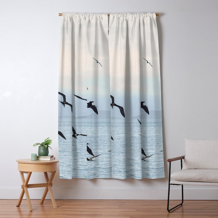 Flock of Birds at Sunset Window Curtain Gallery Image 5