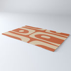 Mid Century Modern Piquet Abstract Pattern in Mid Mod Burnt Orange and Beige Rug Gallery Image 3