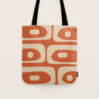 Mid Century Modern Piquet Abstract Pattern in Mid Mod Burnt Orange and Beige Tote Bag Gallery Image 1