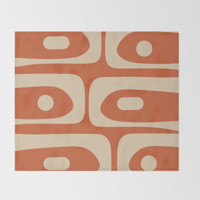 Mid Century Modern Piquet Abstract Pattern in Mid Mod Burnt Orange and Beige Throw Blanket Gallery Image 2
