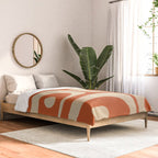 Mid Century Modern Piquet Abstract Pattern in Mid Mod Burnt Orange and Beige Comforter Gallery Image 2
