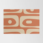 Mid Century Modern Piquet Abstract Pattern in Mid Mod Burnt Orange and Beige Rug Gallery Image 2