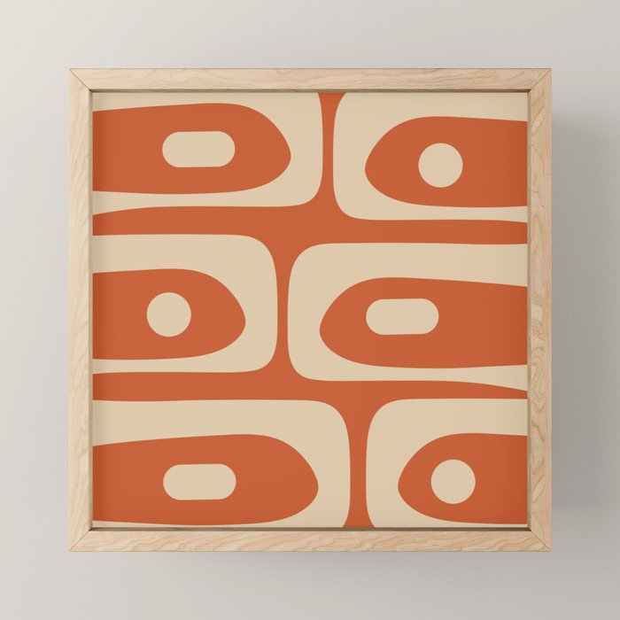 Mid Century Modern Piquet Abstract Pattern in Mid Mod Burnt Orange and Beige Mini Art Print Gallery Image 1