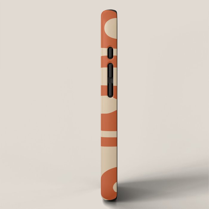 Mid Century Modern Piquet Abstract Pattern in Mid Mod Burnt Orange and Beige iPhone Case Gallery Image 2