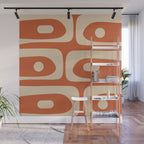 Mid Century Modern Piquet Abstract Pattern in Mid Mod Burnt Orange and Beige Wall Mural Gallery Image 1