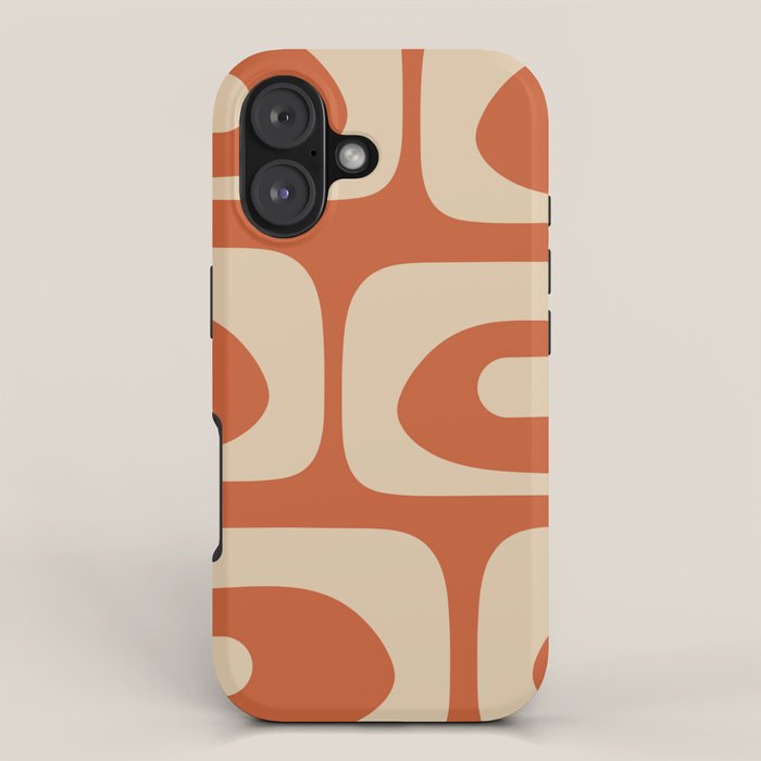 Mid Century Modern Piquet Abstract Pattern in Mid Mod Burnt Orange and Beige iPhone Case Gallery Image 1