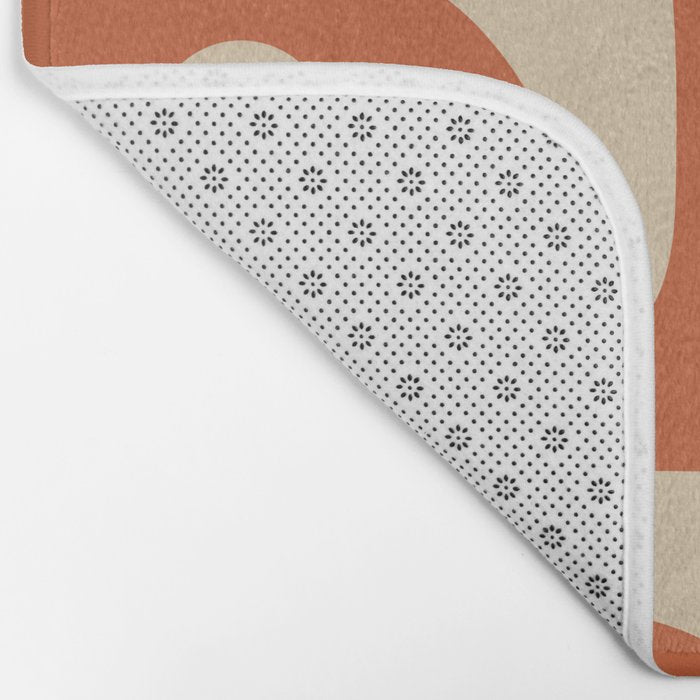 Mid Century Modern Piquet Abstract Pattern in Mid Mod Burnt Orange and Beige Bath Mat Gallery Image 2