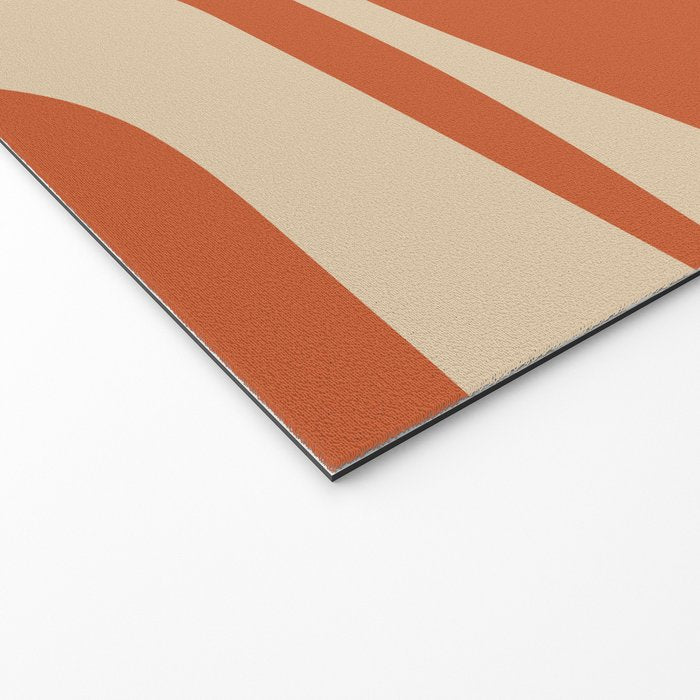 Mid Century Modern Piquet Abstract Pattern in Mid Mod Burnt Orange and Beige Welcome Mat Gallery Image 2