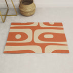 Mid Century Modern Piquet Abstract Pattern in Mid Mod Burnt Orange and Beige Rug Gallery Image 1