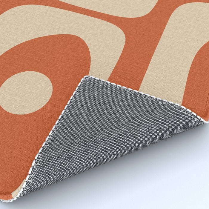 Mid Century Modern Piquet Abstract Pattern in Mid Mod Burnt Orange and Beige Rug Gallery Image 4