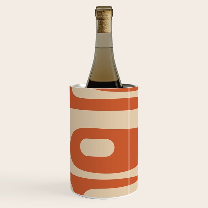 Mid Century Modern Piquet Abstract Pattern in Mid Mod Burnt Orange and Beige Wine Chiller Gallery Image 3