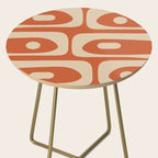 Mid Century Modern Piquet Abstract Pattern in Mid Mod Burnt Orange and Beige Side Table Gallery Image 2