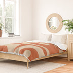 Mid Century Modern Piquet Abstract Pattern in Mid Mod Burnt Orange and Beige Duvet Cover Gallery Image 2