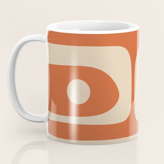 Mid Century Modern Piquet Abstract Pattern in Mid Mod Burnt Orange and Beige Coffee Mug Gallery Image 3