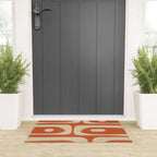 Mid Century Modern Piquet Abstract Pattern in Mid Mod Burnt Orange and Beige Welcome Mat Gallery Image 3