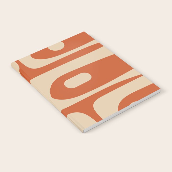 Mid Century Modern Piquet Abstract Pattern in Mid Mod Burnt Orange and Beige Notebook Gallery Image 1