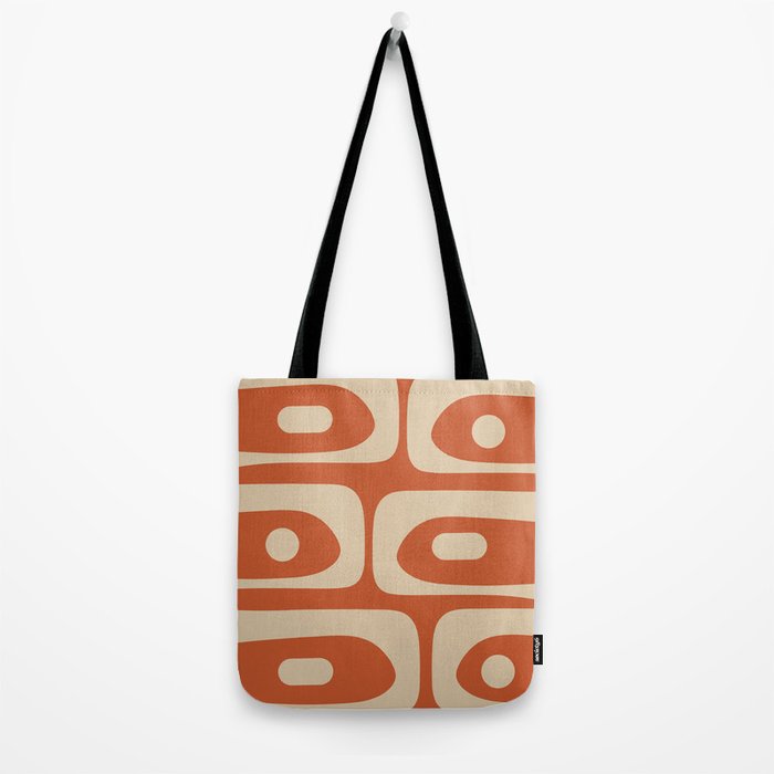 Mid Century Modern Piquet Abstract Pattern in Mid Mod Burnt Orange and Beige Tote Bag Gallery Image 2