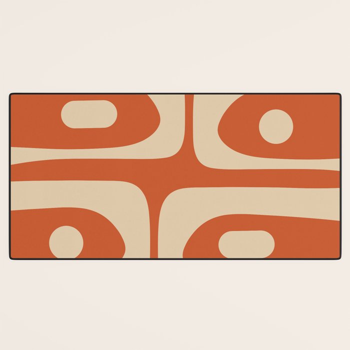 Mid Century Modern Piquet Abstract Pattern in Mid Mod Burnt Orange and Beige Desk Mat Gallery Image 3