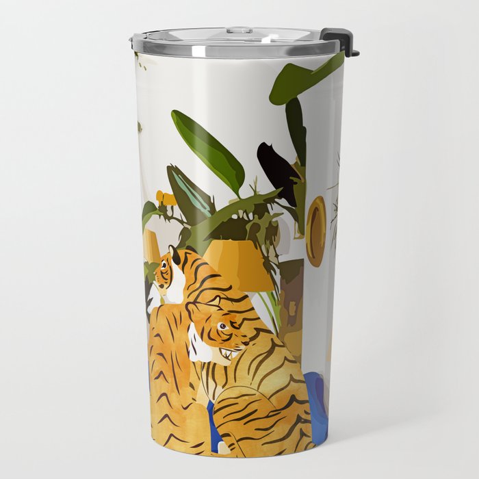 Tiger Reserve Villa | Bohemian Tropical Jungle Décor | Pastel Honeymoon Couple Love Wildlife Travel Mug Gallery Image 2