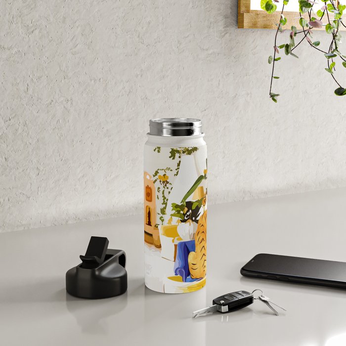 Tiger Reserve Villa | Bohemian Tropical Jungle Décor | Pastel Honeymoon Couple Love Wildlife Water Bottle Gallery Image 4