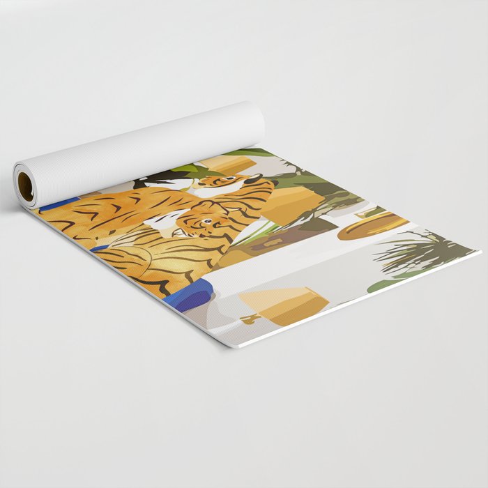Tiger Reserve Villa | Bohemian Tropical Jungle Décor | Pastel Honeymoon Couple Love Wildlife Yoga Mat Gallery Image 2