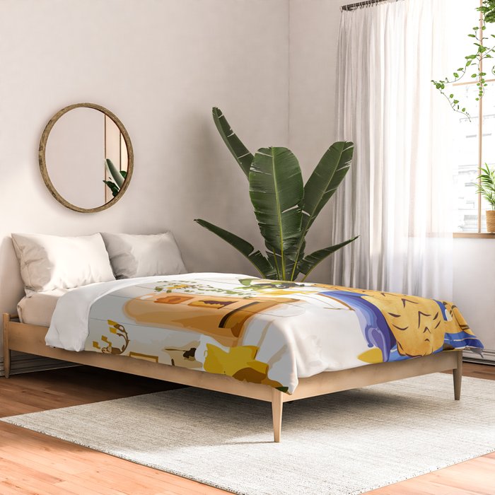 Tiger Reserve Villa | Bohemian Tropical Jungle Décor | Pastel Honeymoon Couple Love Wildlife Comforter Gallery Image 2