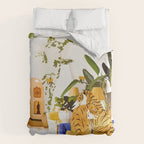Tiger Reserve Villa | Bohemian Tropical Jungle Décor | Pastel Honeymoon Couple Love Wildlife Duvet Cover Gallery Image 6