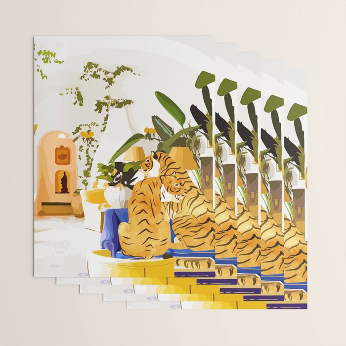 Tiger Reserve Villa | Bohemian Tropical Jungle Décor | Pastel Honeymoon Couple Love Wildlife Wrapping Paper Gallery Image 3