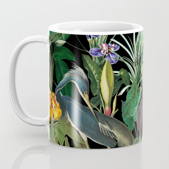 Vintage & Shabby Chic - Midnight Tropical Garden Blue Heron Coffee Mug Gallery Image 3