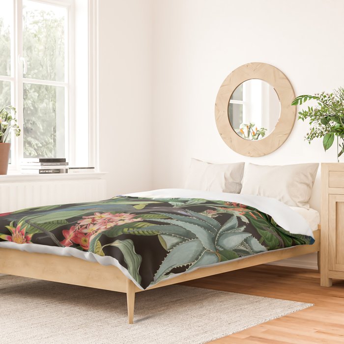 Vintage & Shabby Chic - Midnight Tropical Garden Blue Heron Duvet Cover Gallery Image 2