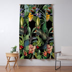 Vintage & Shabby Chic - Midnight Tropical Garden Blue Heron Window Curtain Gallery Image 5