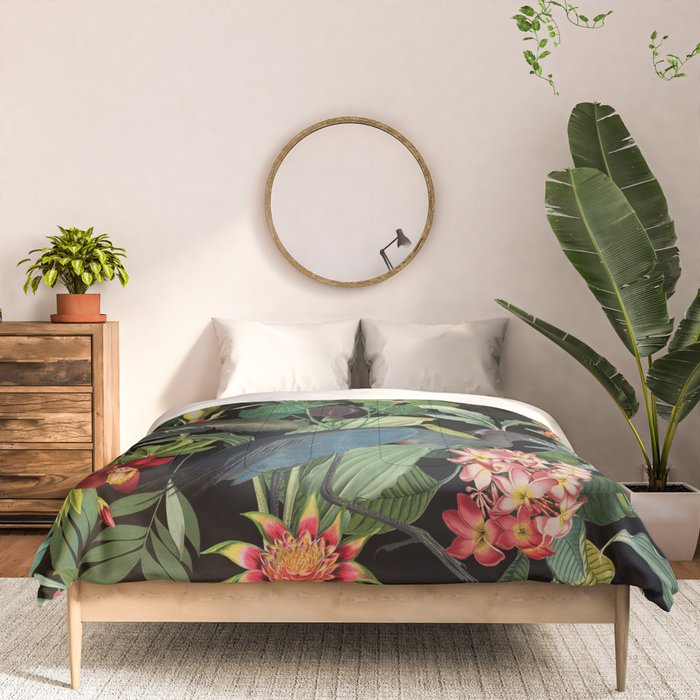 Vintage & Shabby Chic - Midnight Tropical Garden Blue Heron Comforter Gallery Image 3