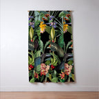 Vintage & Shabby Chic - Midnight Tropical Garden Blue Heron Window Curtain Gallery Image 3