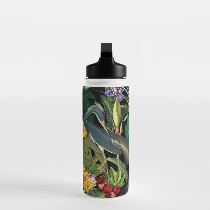 Vintage & Shabby Chic - Midnight Tropical Garden Blue Heron Water Bottle Gallery Image 3