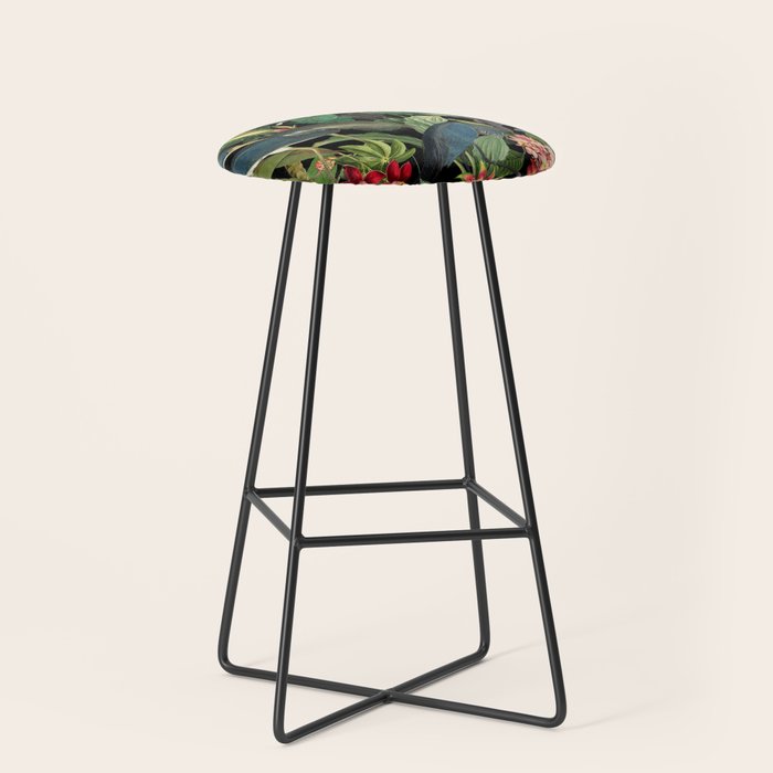 Vintage & Shabby Chic - Midnight Tropical Garden Blue Heron Stool Gallery Image 1