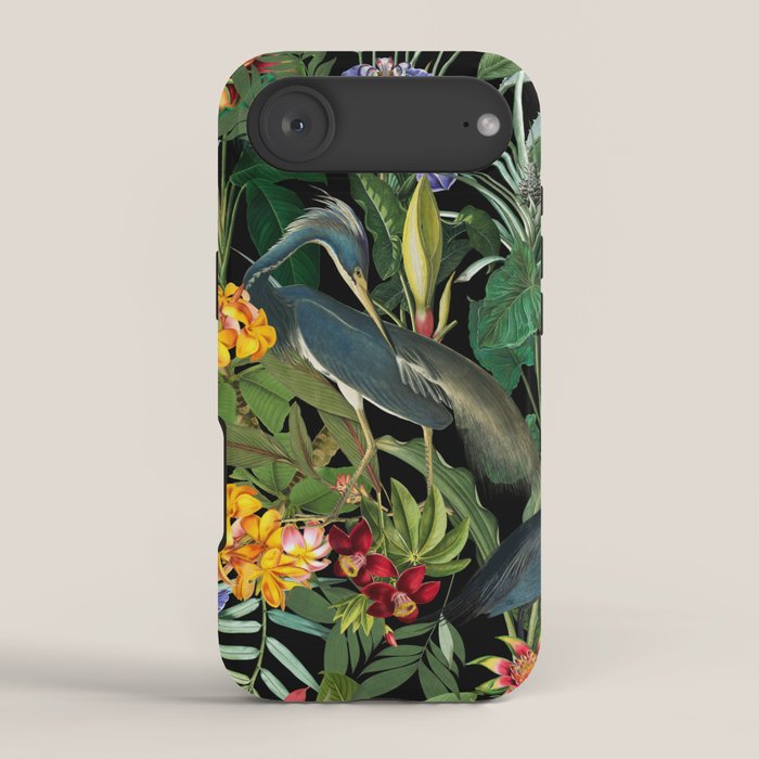 Vintage & Shabby Chic - Midnight Tropical Garden Blue Heron iPhone Case Gallery Image 2
