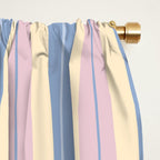 Cottage Stripes Double Stripe Pattern in Pastel Blue Pink Cream Window Curtain Gallery Image 2